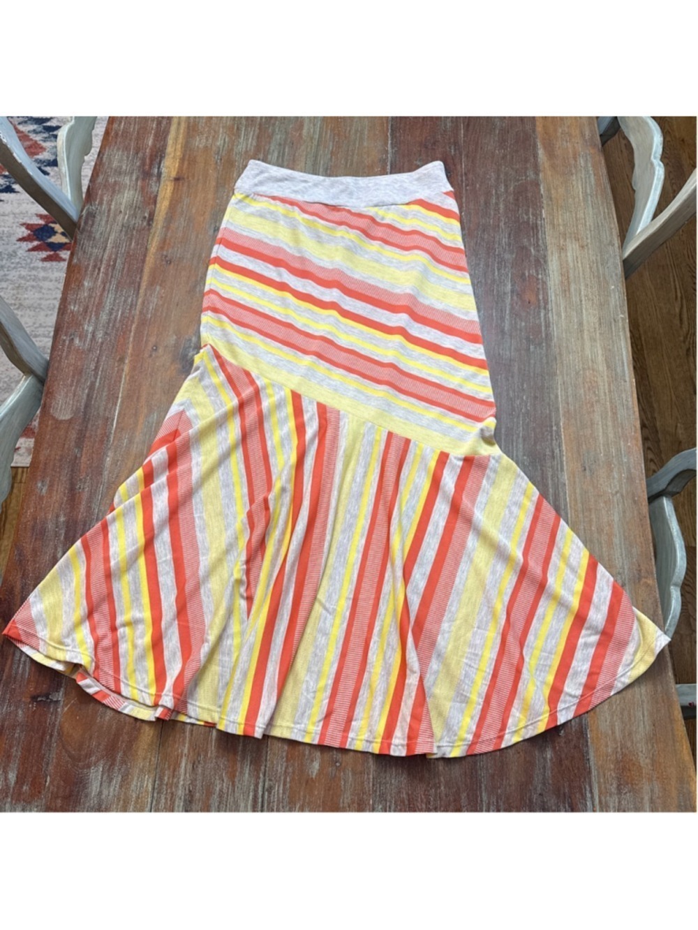 Tribal Skirt Coral Yellow Grey Size Small